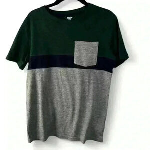 Old Navy Boys' Grey/Grn/Blk  Color-Blocked Shirt Size YXL